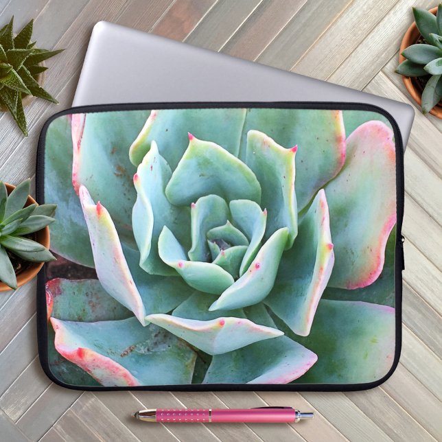 Funda Para Portátil Cactus Rosa Verde Suculento Foto Audaz Elegante (Subido por el creador)