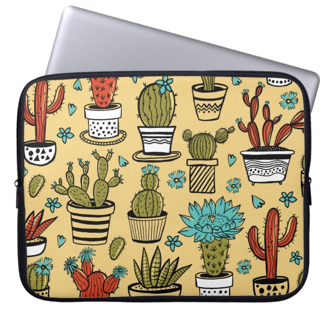Funda Para Portátil Cactus Succulent: Esbozo dibujado a mano (Frente)