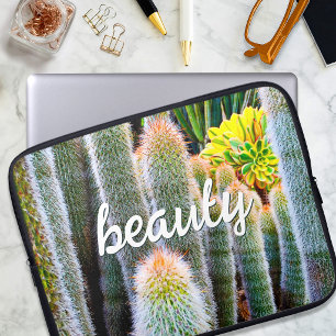 Funda Para Portátil Cactus Suculento Verde Borroso Foto Belleza Script