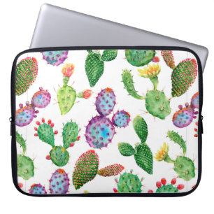 Funda Para Portátil Cactus tropical pintado a mano con acuarela. Sin i