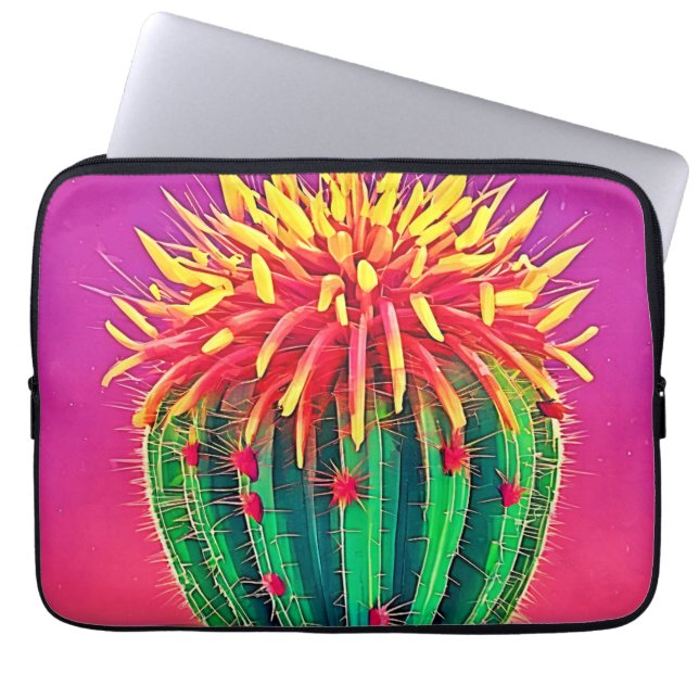 Funda Para Portátil Cactus vibrante en floración (Frente)