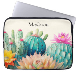 Funda Para Portátil Cactus Y Suculentas Con Nombre