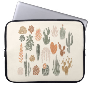 Funda Para Portátil Cactus y un patrón suculento y fluido