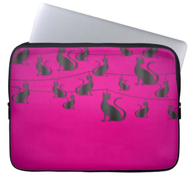 Funda Para Portátil Cadena de gato negro (Frente)