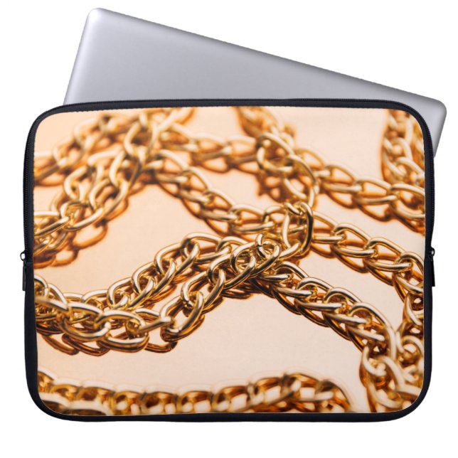 Funda Para Portátil Cadenas doradas brillantes en la superficie reflec (Frente)