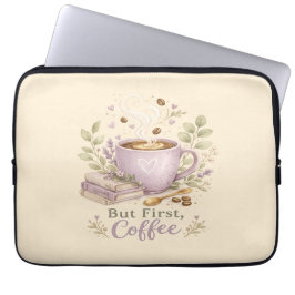 Funda Para Portátil Café Acuarela Lavanda Acogedor