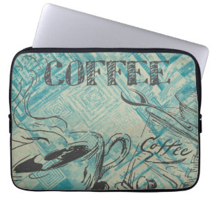 Funda Para Portátil Café de Amantes del Café Moderno Arte Boceto Azul