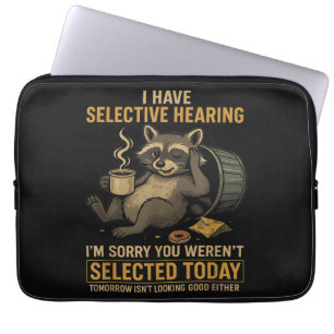 Funda Para Portátil Café de Mapache Divertido con Oído Selectivo