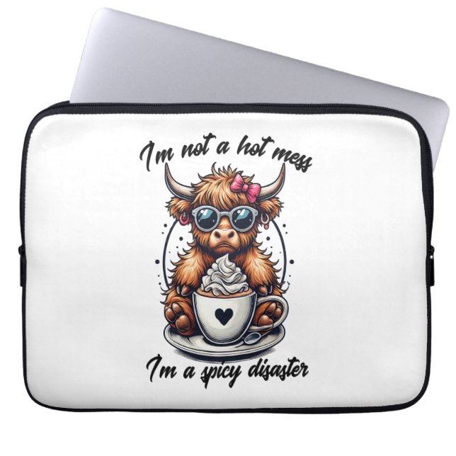 Funda Para Portátil Café de vaca Highland, vaca de café (Frente)