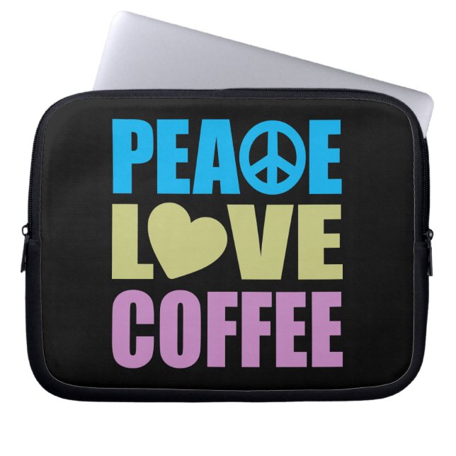 Funda Para Portátil Café del amor de la paz (Frente)