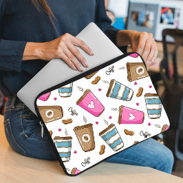 Funda Para Portátil Café, Frijoles para café, corazón, amante del café
