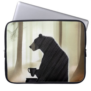 Funda Para Portátil Café para beber oso en los bosques