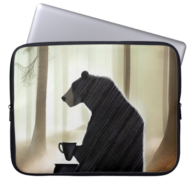 Funda Para Portátil Café para beber oso en los bosques (Frente)