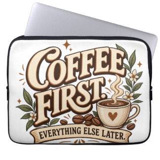 Funda Para Portátil Café Primero Todo Lo Demás Más Tarde Botánico Vint