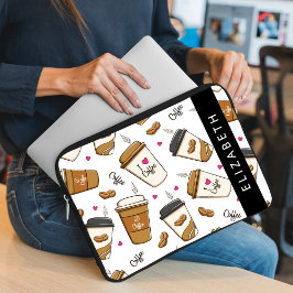 Funda Para Portátil Cafés, Frijoles para café, amante del café, nombre
