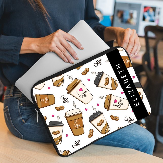 Funda Para Portátil Cafés, Frijoles para café, amante del café, nombre (Subido por el creador)