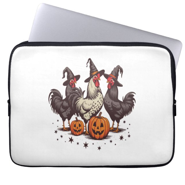 Funda Para Portátil Caída de la Bruja de Pollo de Calabaza de Hallowee (Frente)