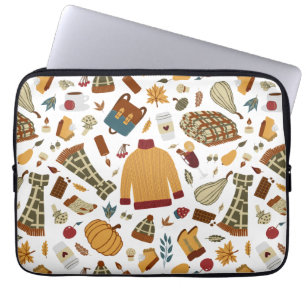 Funda Para Portátil Caída única deja calabazas de cosecha de otoño