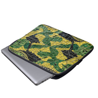 Funda Para Portátil Caimán Cocodrilo Dragón Cuero Amarillo Verde