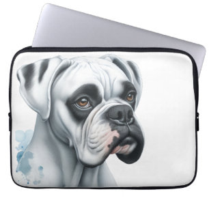 Funda Para Portátil Caja Blanca Dulce Perro en Acuarela
