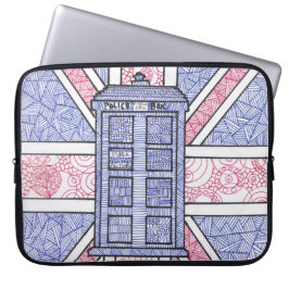 Funda Para Portátil Caja de policía británica y bandera de Union Jack