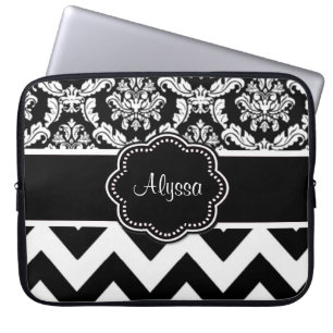 Funda Para Portátil Caja personalizada damasco negro del ordenador