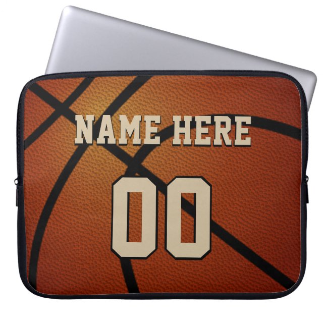 Funda Para Portátil Caja personalizada del baloncesto su nombre y (Frente)