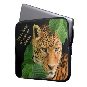 Funda Para Portátil Caja personalizada del leopardo con SU TEXTO