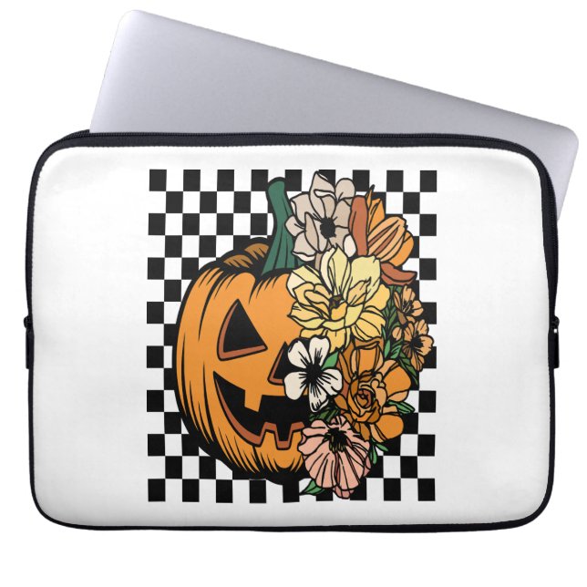Funda Para Portátil Calabaza floral (Frente)