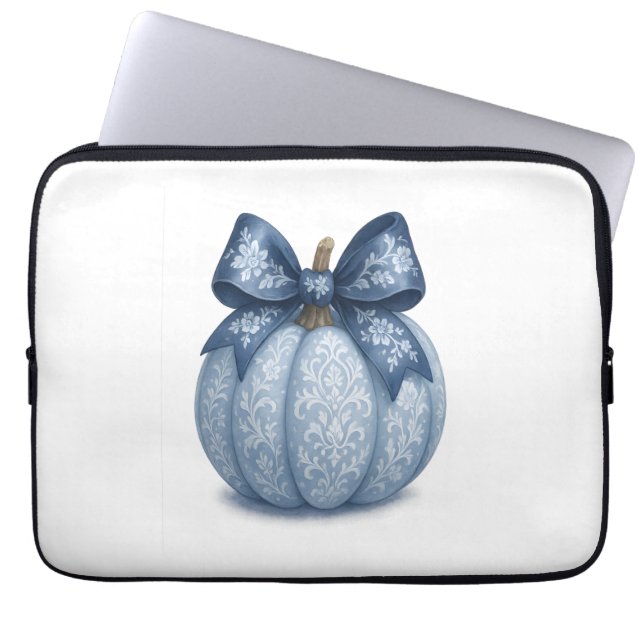 Funda Para Portátil Calabaza floral azul (Frente)