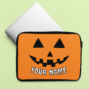Funda Para Portátil Calabaza Naranja Personalizada de Halloween con Tu