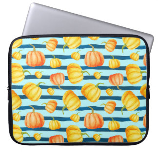 Funda Para Portátil Calabaza Naranja redonda. Mancha acuática sin foco