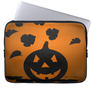 Funda Para Portátil Calabaza y hojas silueta