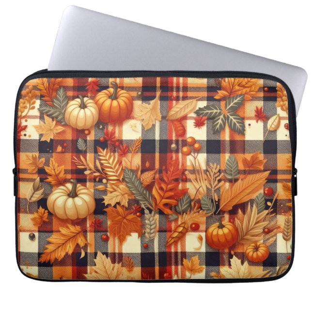 Funda Para Portátil Calabazas hojas de arce de arce de otoño águilas d (Frente)