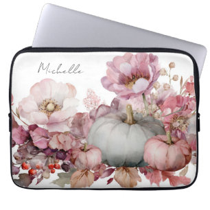 Funda Para Portátil Calabazas y flores de otoño