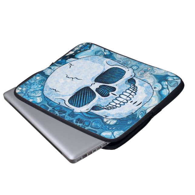 Funda Para Portátil Calavera Azul Fría (Inferior anverso)