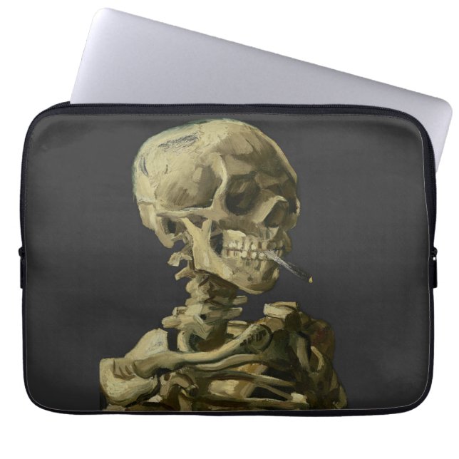Funda Para Portátil Calavera con cigarrillo de Van Gogh (Frente)