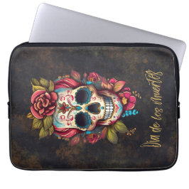 Funda Para Portátil Calavera de azúcar floral Día de los Muertos Españ