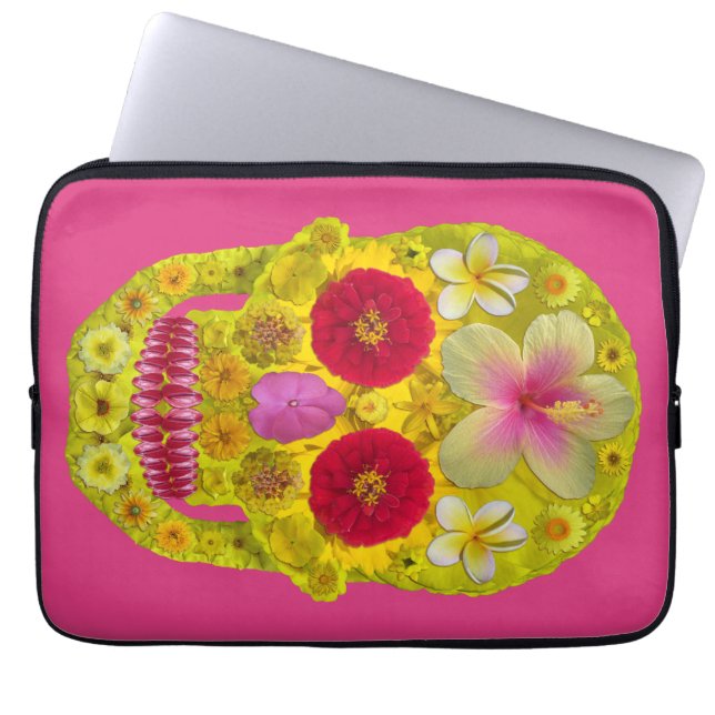 Funda Para Portátil Calavera de Flor 8 (Frente)