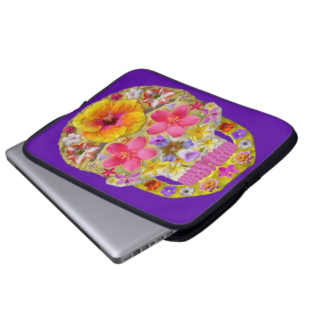 Funda Para Portátil Calavera de flores 4 - Tropical (Inferior anverso)