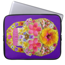 Funda Para Portátil Calavera de flores 4 - Tropical