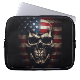 Funda Para Portátil Calavera de la bandera americana