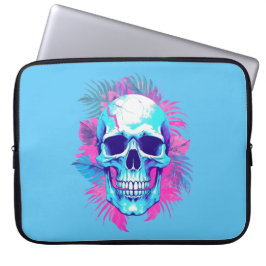 Funda Para Portátil Calavera Floral al Estilo Vaporwave