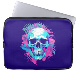 Funda Para Portátil Calavera Floral al Estilo Vaporwave