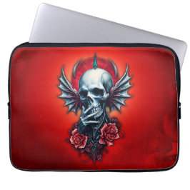 Funda Para Portátil Calavera impresionante y realista con alas