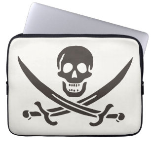Funda Para Portátil Calavera obsidiana espada Bandera pirata de Calico