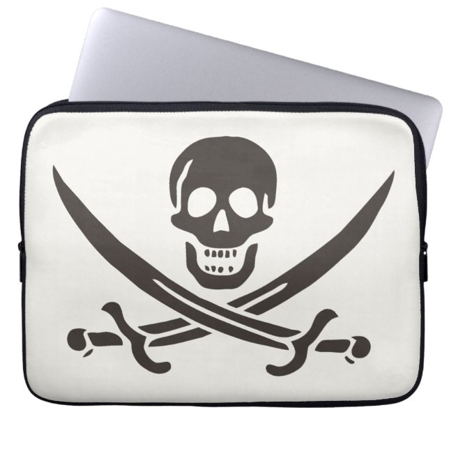 Funda Para Portátil Calavera obsidiana espada Bandera pirata de Calico (Frente)