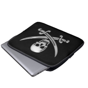 Funda Para Portátil Calavera pirata y espadas cruzadas