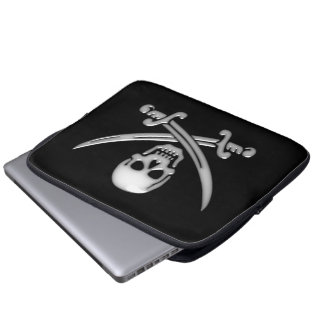 Funda Para Portátil Calavera pirata y espadas cruzadas