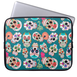 Funda Para Portátil Calaveras azucareras coloridas